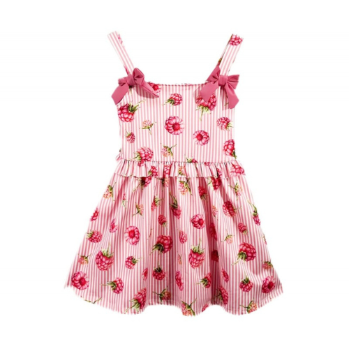 Girl's Raspberry Double Bow Dress 2-12 Years