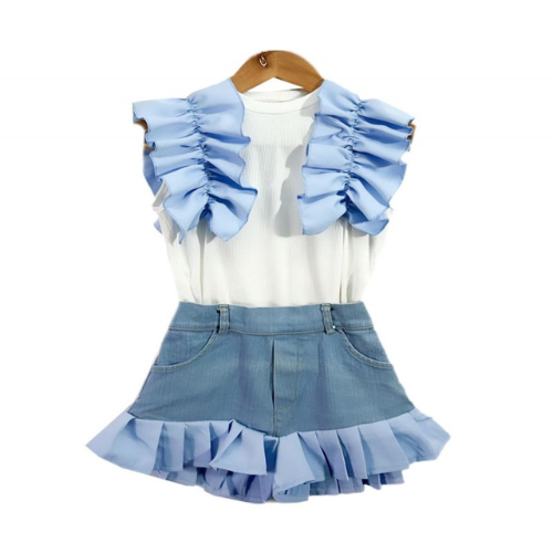 Blue Ruffle Short Set 3/4-14 Years