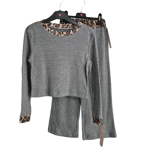 Grey Leopard Print Contrast 2PC Co-ord Set 4-14 Years