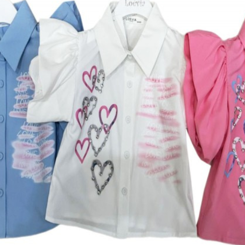 Girl's White Heart Blouse 4-14 Years